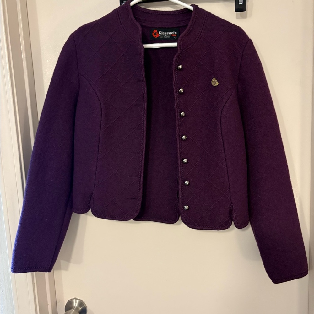 Giesswein Women's Deep Purple Blazer wool button up size 40 size 10